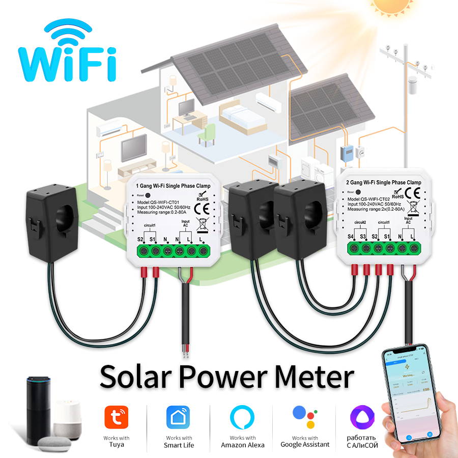Energy Monitor Meter - Tuya Akıllı WiFi Güneş Enerjisi Enerji