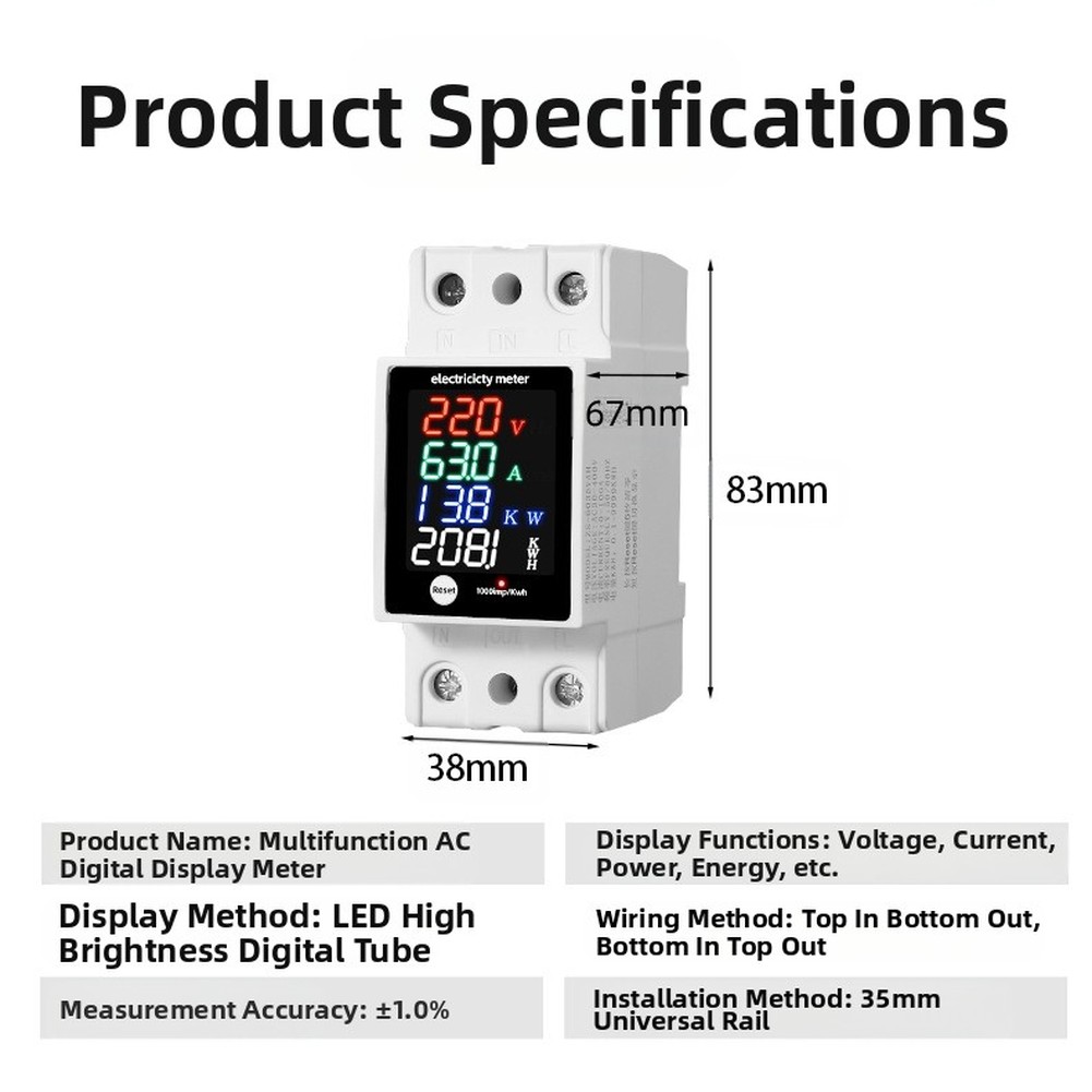 Çok Fonksiyonlu Dijital Ekran  - Energy Monitor Meter incelemesi ve fiyatı