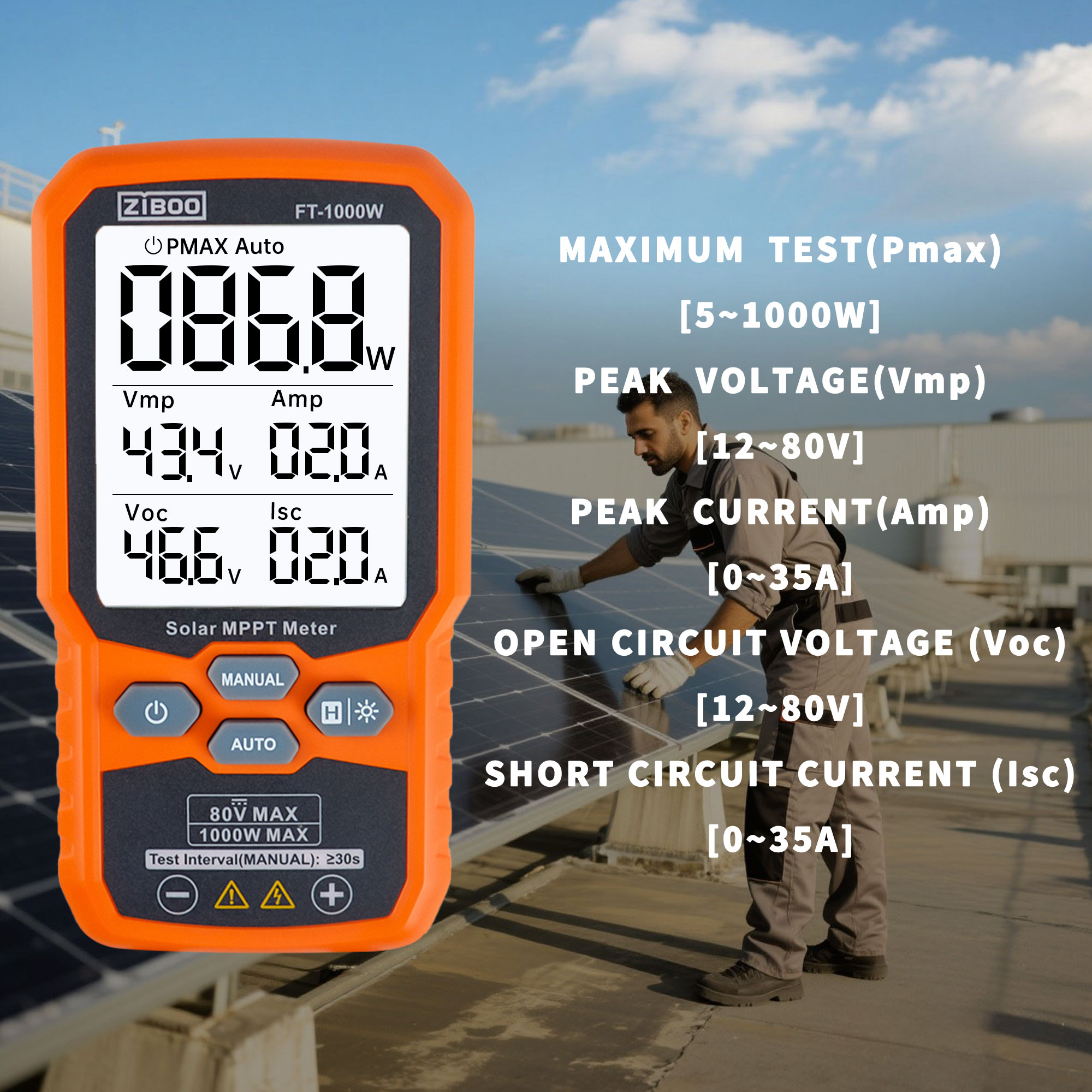 ZIBOO FT-1000W Güneş MPPT Metr - Energy Monitor Meter incelemesi ve fiyatı